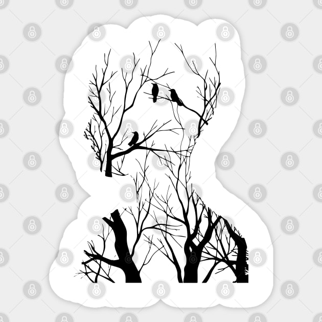 Birds In The Forest Sticker by Mandra